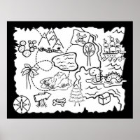 Kids Doodle Treasure Map Colouring Page