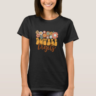 Kids Double Digits Retro Groovy 10th Birthday Girl T-Shirt