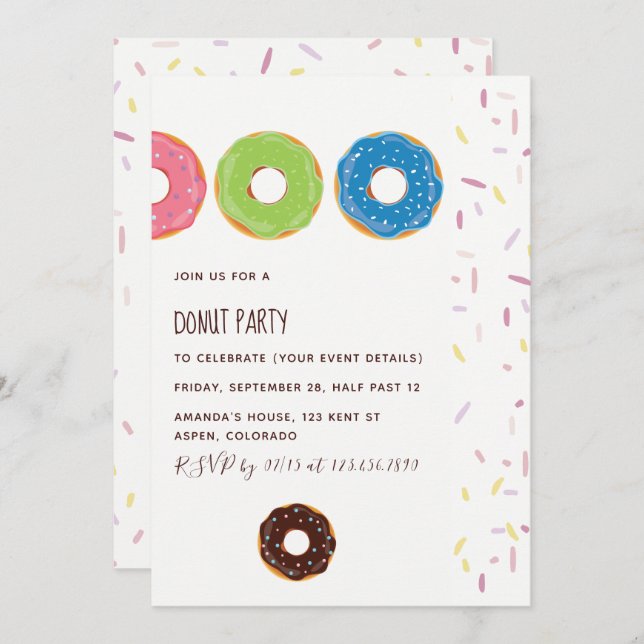 Kids Doughnut Party Invitation (Front/Back)