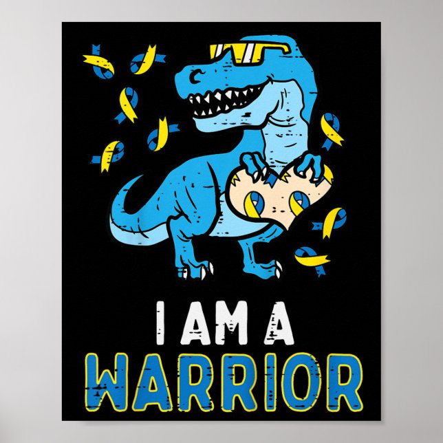 Kids Down Syndrome Warrior Dino Awareness Trex Boy Poster (Front)