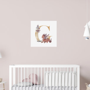 Kids Dragon Custom Name Monogram G Nursery Room Poster