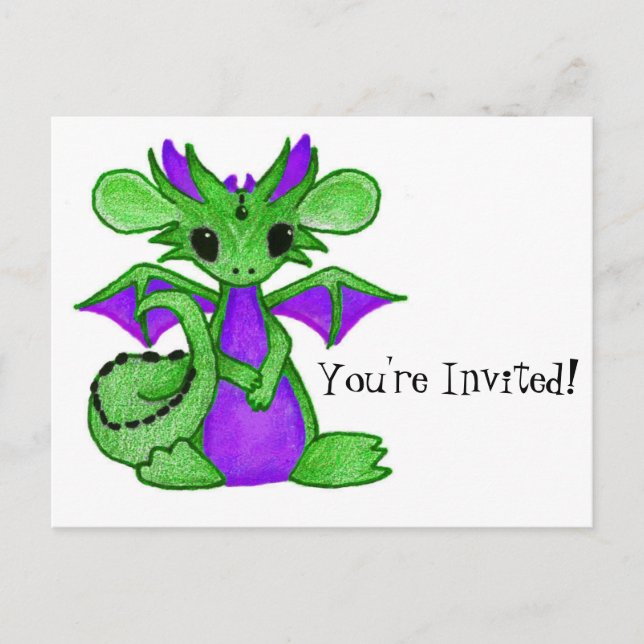 Kid's Dragon Invitation Postcard (Front)
