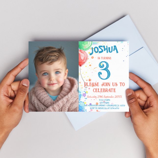 Kids Drawing Balloons and Rainbow Birthday Party Invitation (Creator Uploaded)