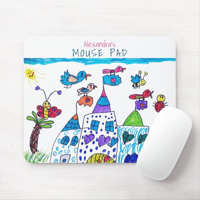 Kid's Drawing , Cute Colourful Castle Mouse Pad (With Mouse)