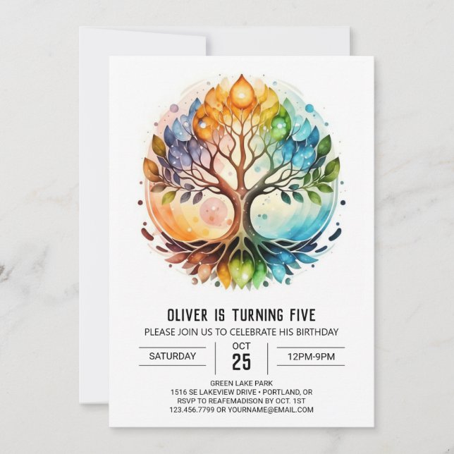 Kids' Dreamlike Tree Birthday Invitation (Front)
