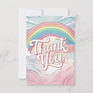 Kids Dreamy Rainbow and Clouds  Thank You Card