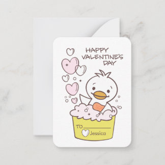 Kids Duck Bubble Bath Hearts Classroom Valentine Card