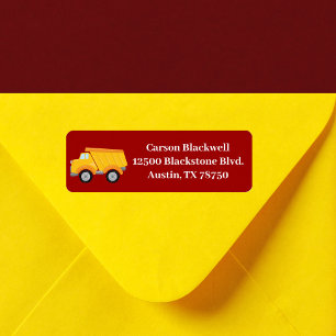 Kids Dump Truck Red Boys Return Address