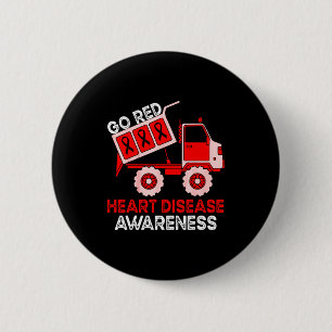 Kids Dump Truck Red Ribbon Heart Disease Awareness 6 Cm Round Badge