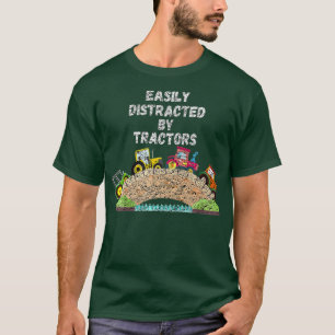 Kids Easily Distracted by Tractors Toddlers Boys T-Shirt