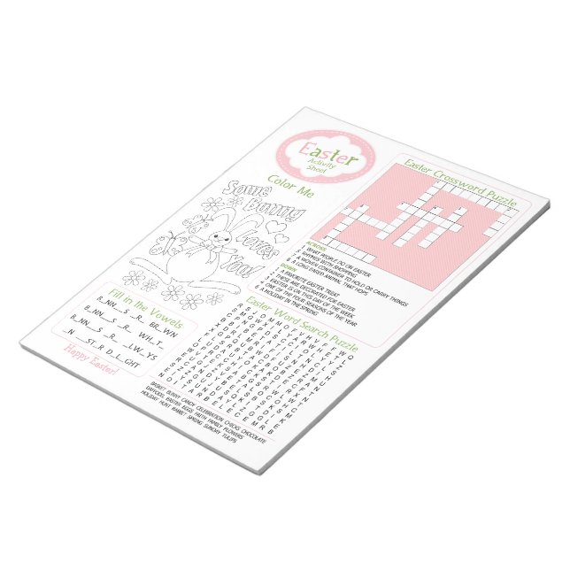 Kid's Easter Activity Fun Sheet 8.5"x11" Notepad (Angled)