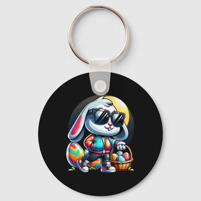 Kids Easter Bunny Boys  Key Ring (Front)