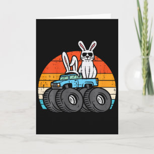 Kids Easter Bunny Rabbit Monster Trucks Retro Boys Card