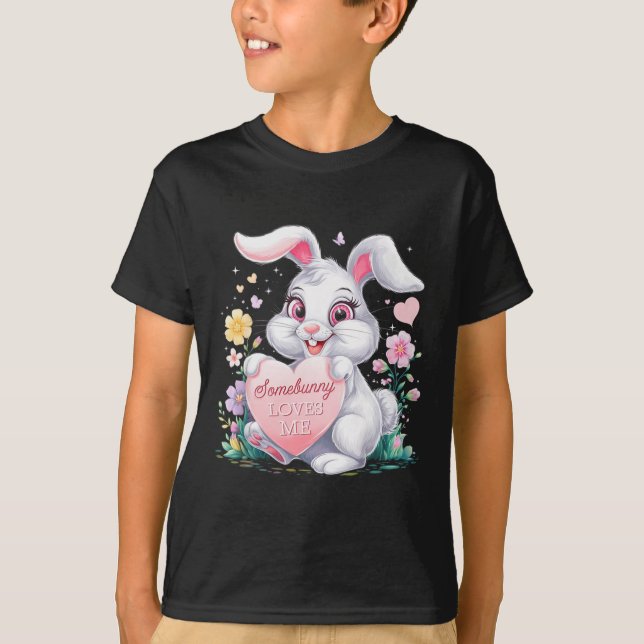 Kids Easter Bunny Rabbit Pastel Design Springtime  T-Shirt (Front)