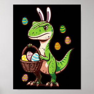 Kids Easter Dinosaur Trex Egg Hunting Boys Kids To Poster