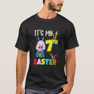 Kids Easter Egg Hunt 7th Birthday Cute Easter Pig T-Shirt