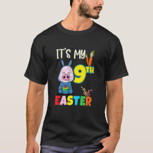 Kids Easter Egg Hunt 9th Birthday Cute Easter Pig T-Shirt