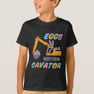 Kids Easter Excavator Eggs Cavator Construction Bo T-Shirt