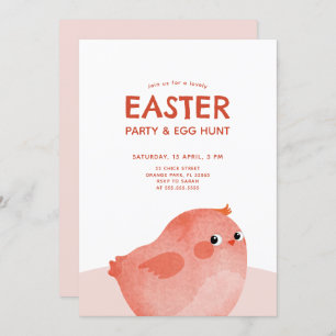 Kids Easter Party with pink little chicken Invitation