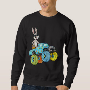 Kids Easter Rabbit Riding Monster Truck Boys Girls Sweatshirt