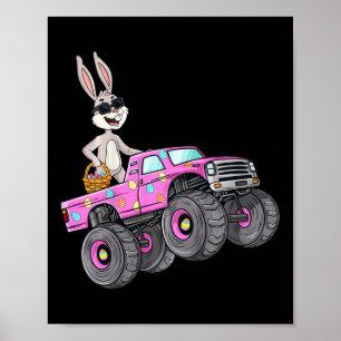 Kids Easter Rabbit Riding Monster Truck Fun Girls Poster