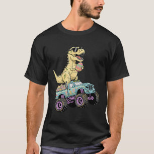 Kids Easter T Rex Monster Truck Dino Graphic  T-Shirt