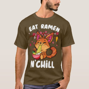 Kids Eat ramen N'chill main coon ramen cat kawaii  T-Shirt