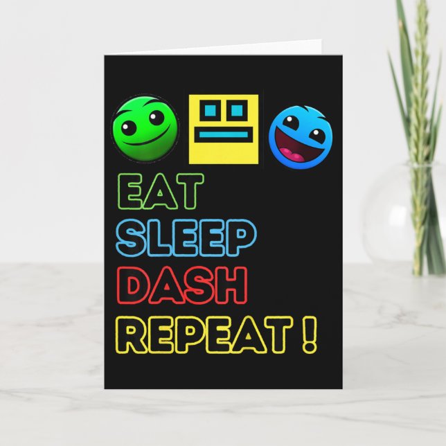 Kids Eat Sleep Dash Repeat Video Game Geometry Vid Card (Front)