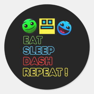 Kids Eat Sleep Dash Repeat Video Game Geometry Vid Classic Round Sticker