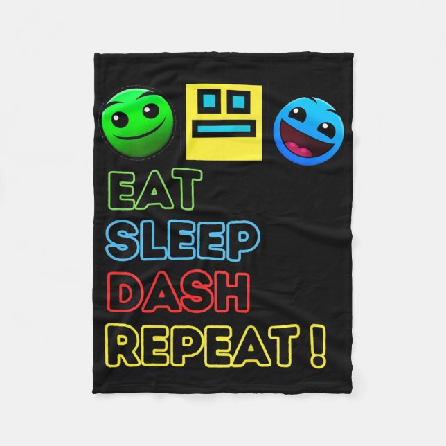 Kids Eat Sleep Dash Repeat Video Game Geometry Vid Fleece Blanket (Front)