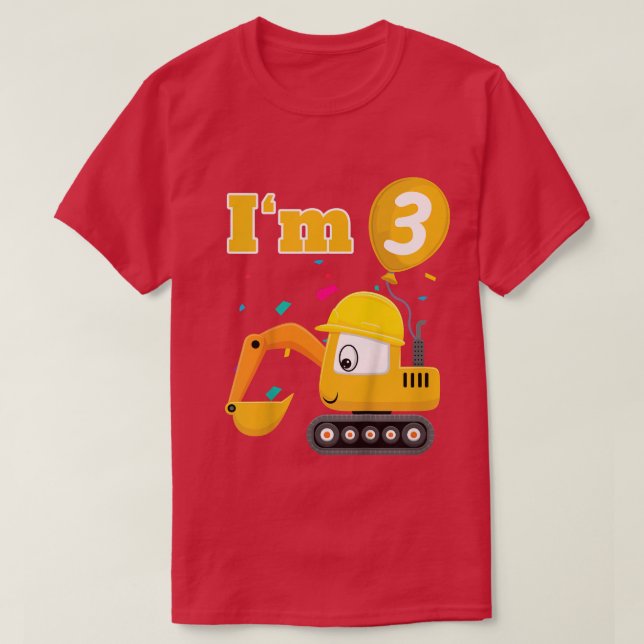 Kids Ecavator Digger Bulldozer Im 3 Three Third 3r T-Shirt (Design Front)
