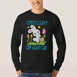 Kids Eggcellent Egg Hunter Easter Bunny Pun Christ T-Shirt