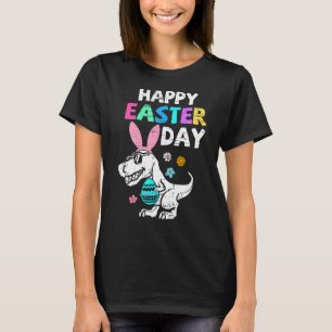 Kids Eggs Basket Bunny T Rex Dinosaur Easter Day T T-Shirt