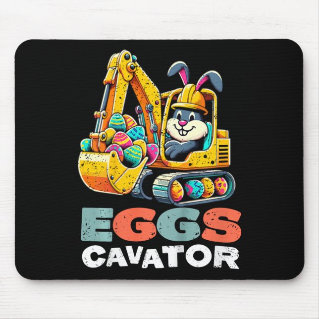 Kids Eggs Cavator Easter Bunny Excavator Boys  Mouse Pad (Front)