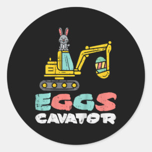 Kids Eggs Cavator Easter Bunny Excavator Cute Boys Classic Round Sticker