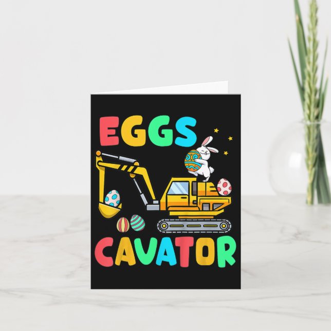 Kids Eggscavator Funny Easter Excavator Egg Huntin Card (Front)