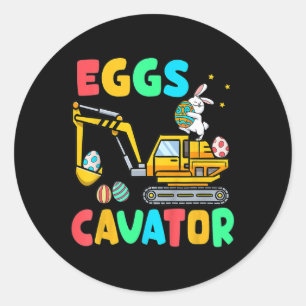 Kids Eggscavator Funny Easter Excavator Egg Huntin Classic Round Sticker