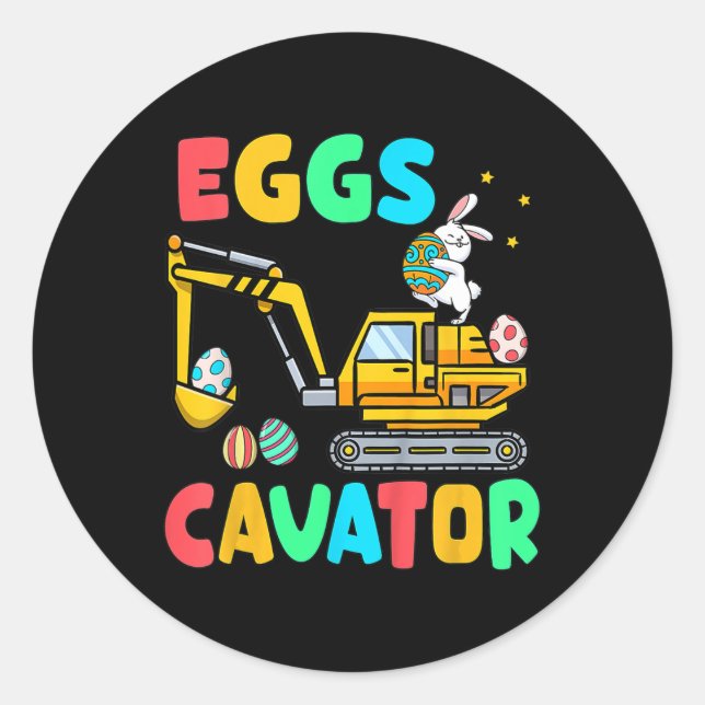 Kids Eggscavator Funny Easter Excavator Egg Huntin Classic Round Sticker (Front)