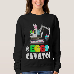 Kids Eggscavator Happy Easter Excavator Hunting Eg Sweatshirt