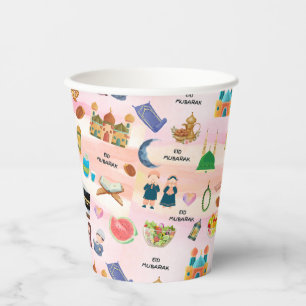 Kids Eid Mubarak Colourful Islamic Paper Cups