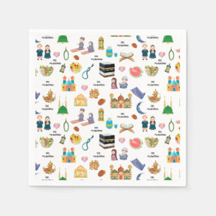 Kids Eid Mubarak Napkins –Colourful Islamic Design