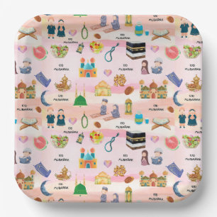 Kids Eid Mubarak Paper Plates – Colourful Islamic