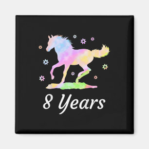 Kids Eight Years 8th Birthday Horse Ride Rainbow H Magnet