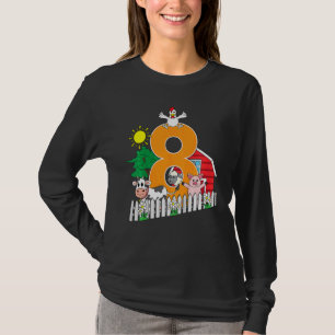 Kids Eighth 8th Birthday Farm Animal  Cow Pig Chic T-Shirt