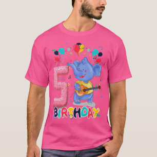 Kids Elephant Birthday Party 5 Year Old Boy 5th El T-Shirt