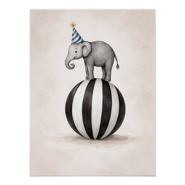 Kids Elephant Circus Theme Poster (Front)