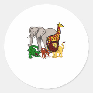 Kids Elephant Giraffe Boys Girls Lion Zoo Alligat Classic Round Sticker