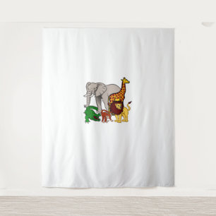 Kids Elephant Giraffe Boys Girls Lion Zoo Alligat Tapestry