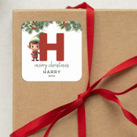Kids Elf Initial H Christmas