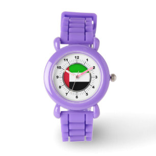 Kid's Emirates Flag Red Glitter Strap Watch